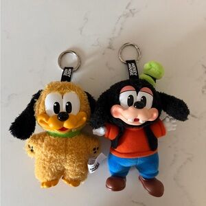 Cute Plush Keychain Duo - Yellow and Multicolored